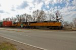 UP 3587 leads a stack train out of Dupo Il,